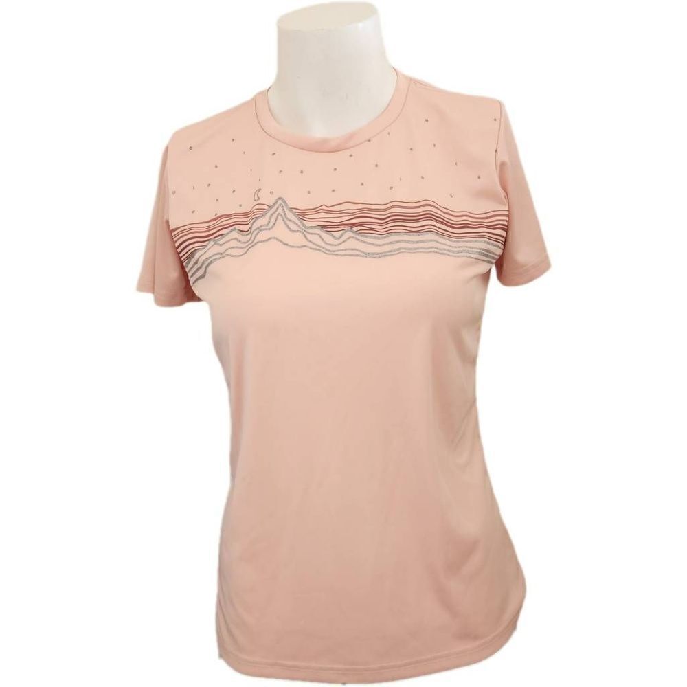 Columbia kids youth girls XL peach pink hiking tee shirt mountain background out
